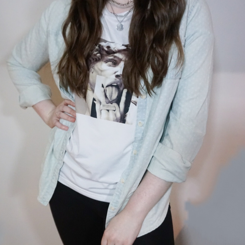 Denim button down